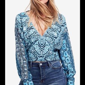 Free People Wild and Free Printed Smocked Top